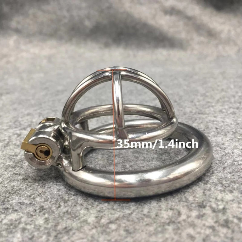 Male Chastity Device Stainless Steel Ultra Short Metal Cock Cage 35mm/1.4inch Length