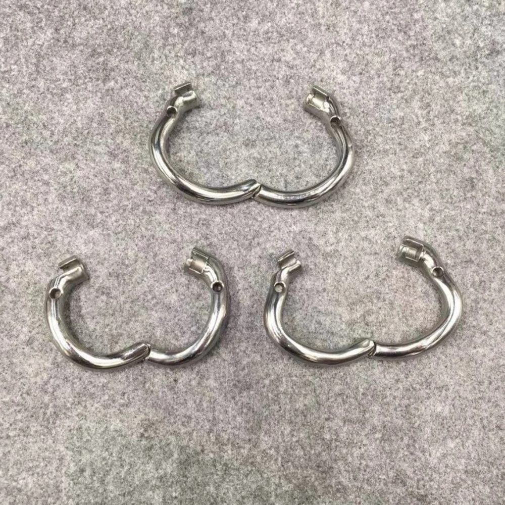 Male Chastity Device Stainless Steel Metal Cock Cage 83mm/3.26inch Length with Hinged Base Ring