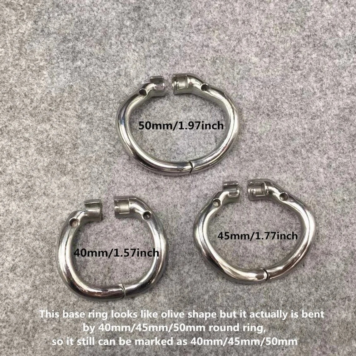 Male Chastity Device Stainless Steel Metal Cock Cage 83mm/3.26inch Length with Hinged Base Ring