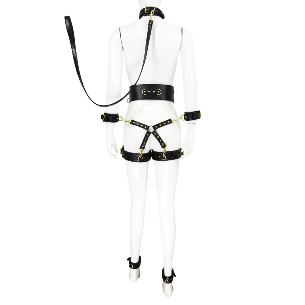 PU leather Collar waist handcuffs anklecuffs  4 in 1.