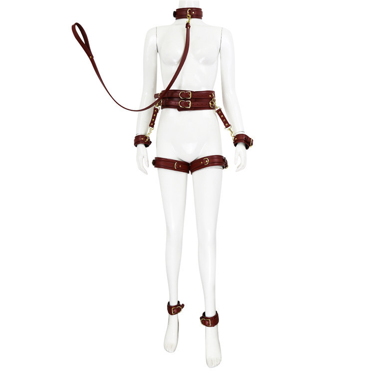PU leather Collar waist handcuffs anklecuffs  4 in 1.