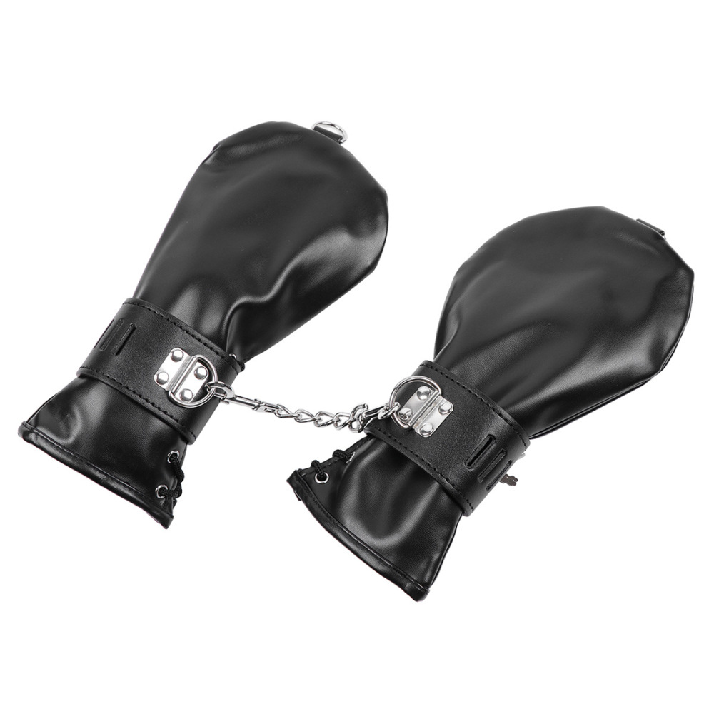 Pu leather bondage gloves