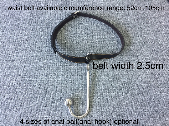 Stainless Steel Anal Hook With Leather Waist Belt
