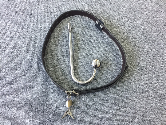 Stainless Steel Anal Hook With Leather Waist Belt