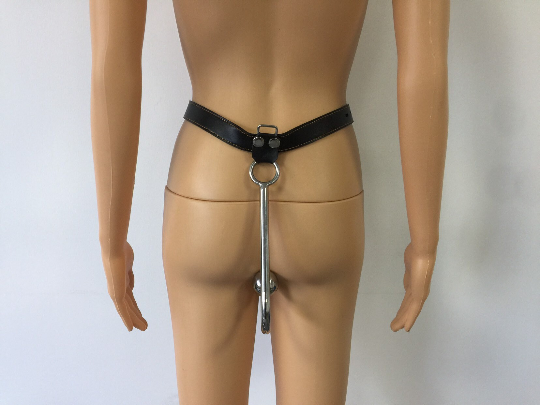 Stainless Steel Anal Hook With Leather Waist Belt