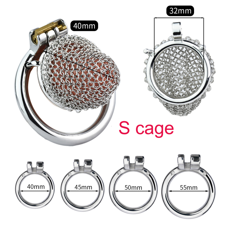 Stainless Steel Chastity Cage Mesh Lock Cock Cage 5 Lengths