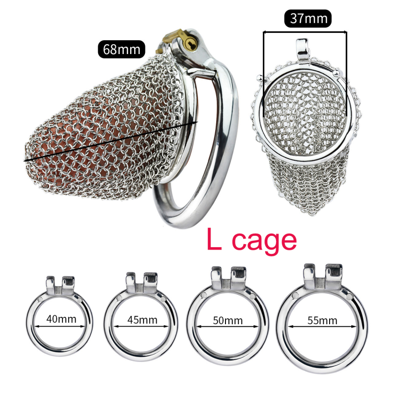 Stainless Steel Chastity Cage Mesh Lock Cock Cage 5 Lengths