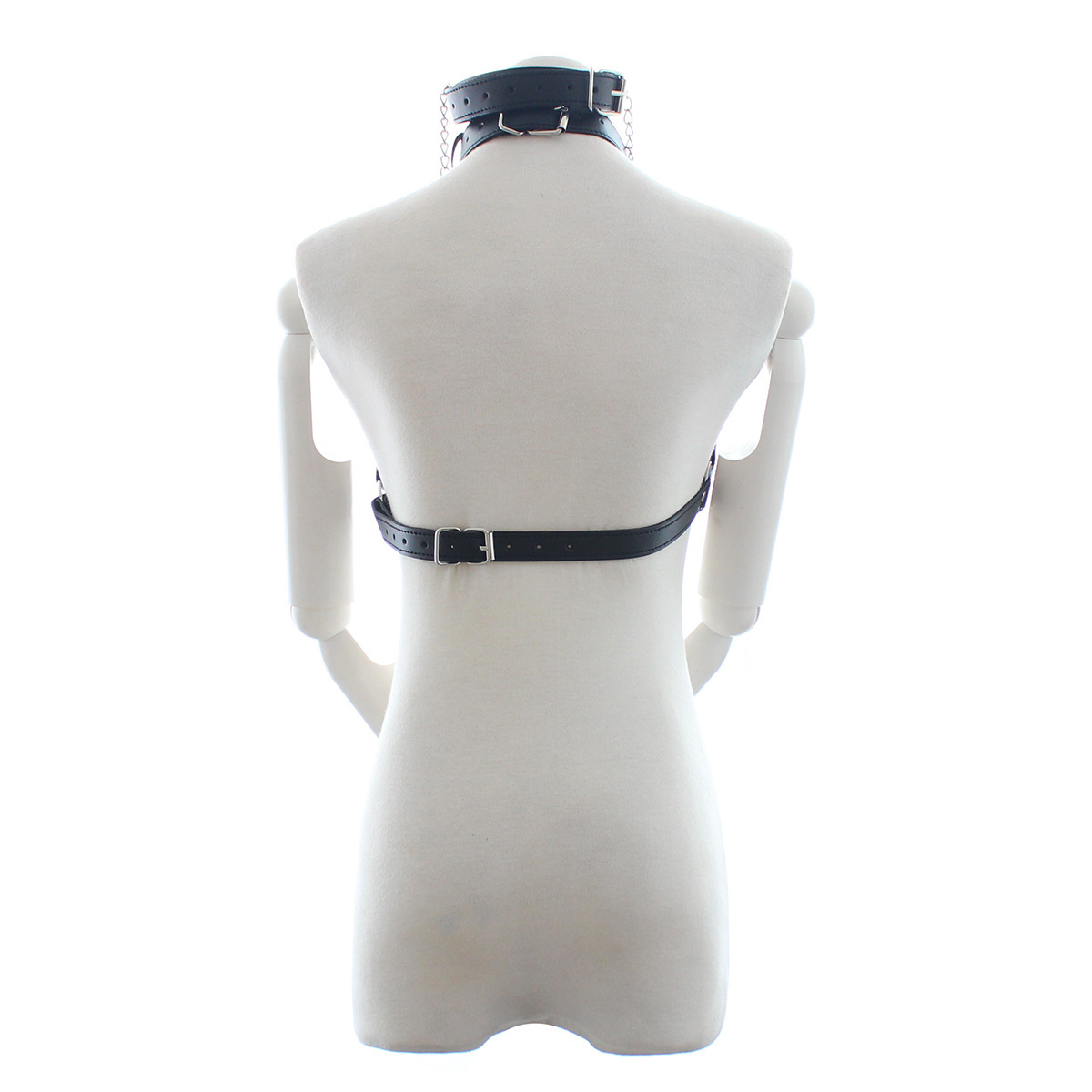 PU Leather Collar Bra Underwear with Mouth Gag with Nipple Clamps