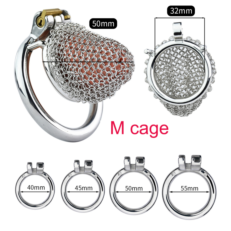 Stainless Steel Chastity Cage Mesh Lock Cock Cage 5 Lengths