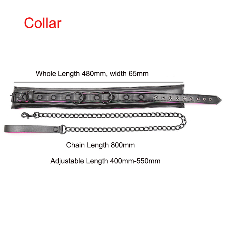 PU Leather Size Adjustable Bondage Restraints Hand Cuffs Ankle Cuffs Collar