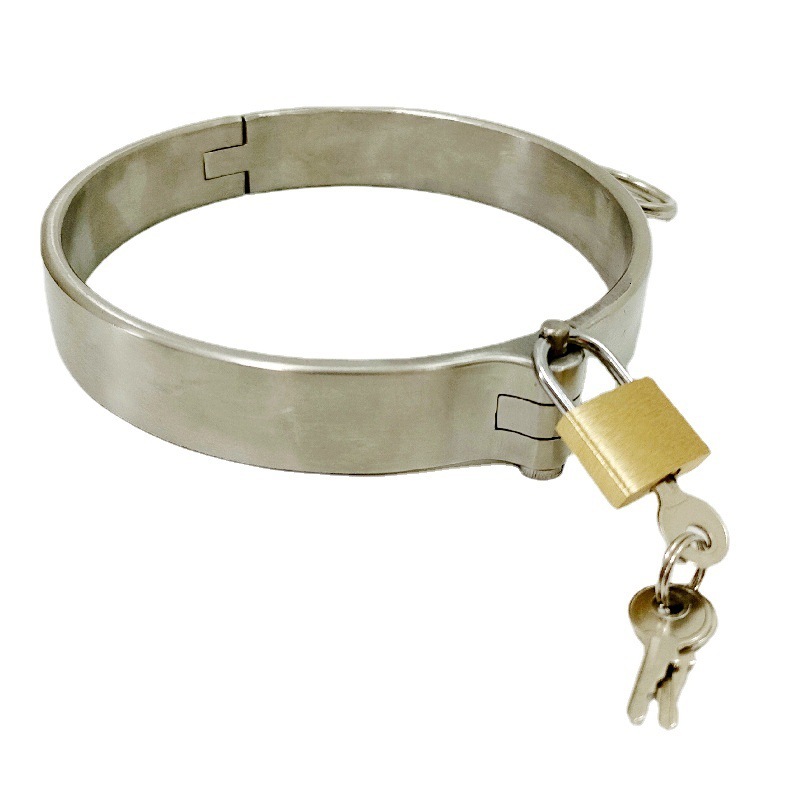 Stainless Steel Padlock 3 In 1 Kit Collar+Handcuffs+Ankle Cuffs Bondage Gear Set