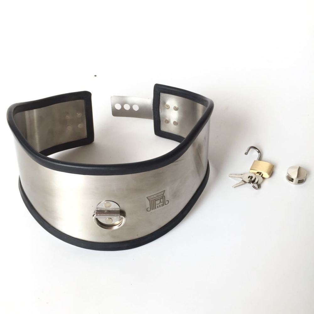 Stainless Steel Neck Collar Sleeve Bondage Restraints Device