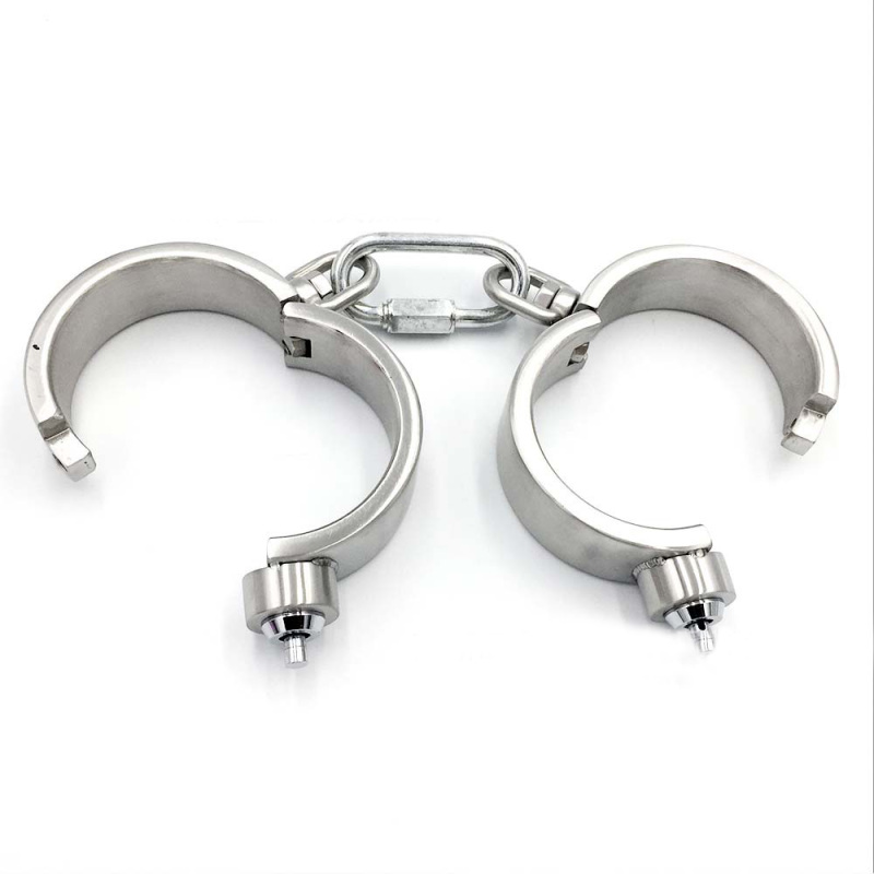 Stainless Steel Press Lock Handcuffs Bondage Gear