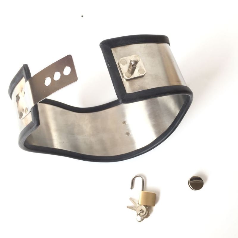 Stainless Steel Neck Collar Sleeve Bondage Restraints Device
