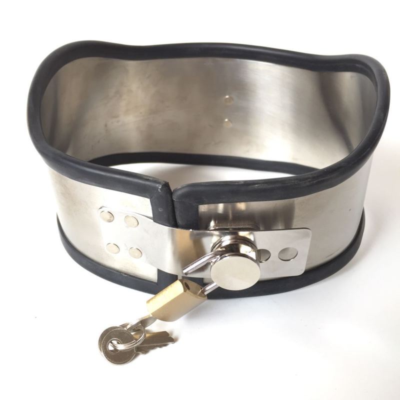 Stainless Steel Neck Collar Sleeve Bondage Restraints Device