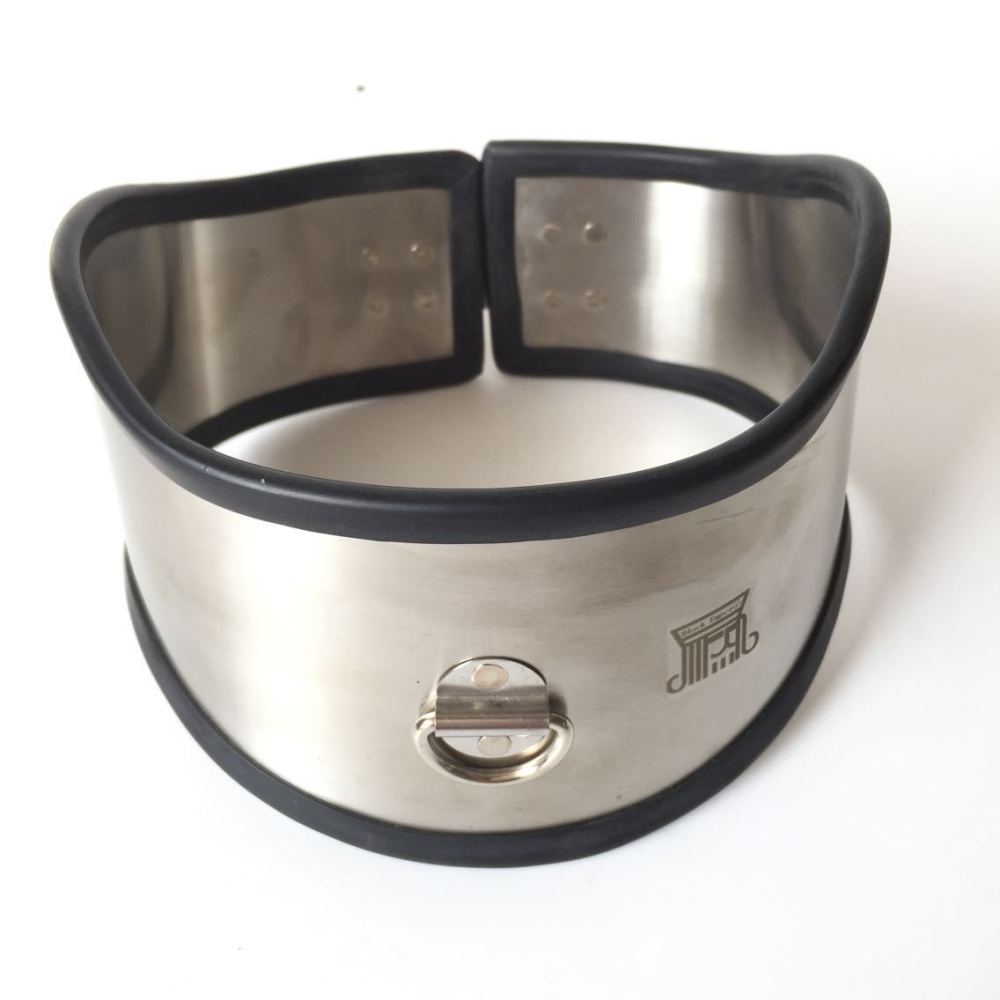 Stainless Steel Neck Collar Sleeve Bondage Restraints Device