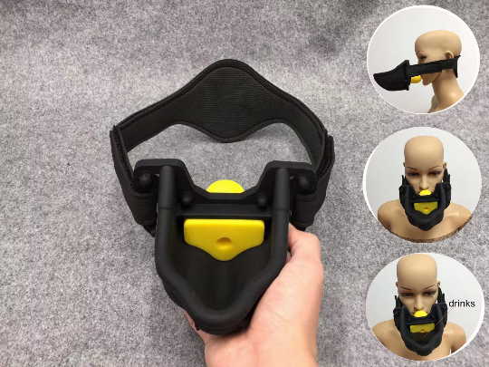 Silicone Urinal Piss Gag with 4 Drink Bite Plug Mouth Gag Bondage