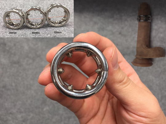 Stainless Steel Spiked Penis Ring 3 Sizes Optional