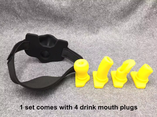 Silicone Urinal Piss Gag with 4 Drink Bite Plug Mouth Gag Bondage