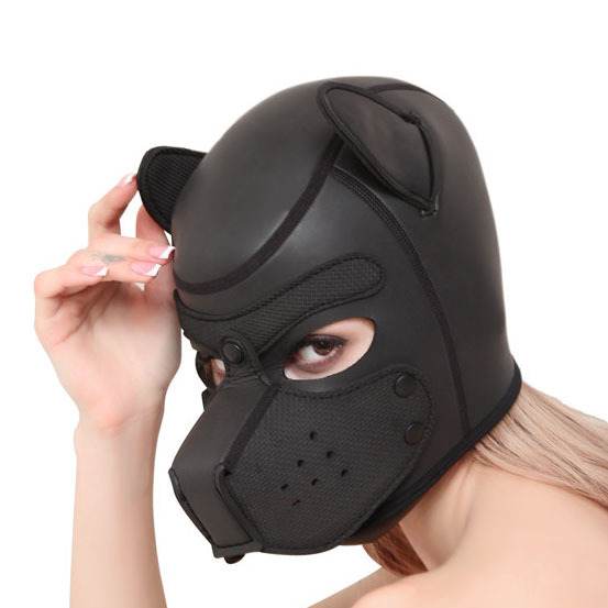 PU Leather Rubber Mask Full Head Hood Masks for Dog Role Play Party Mask