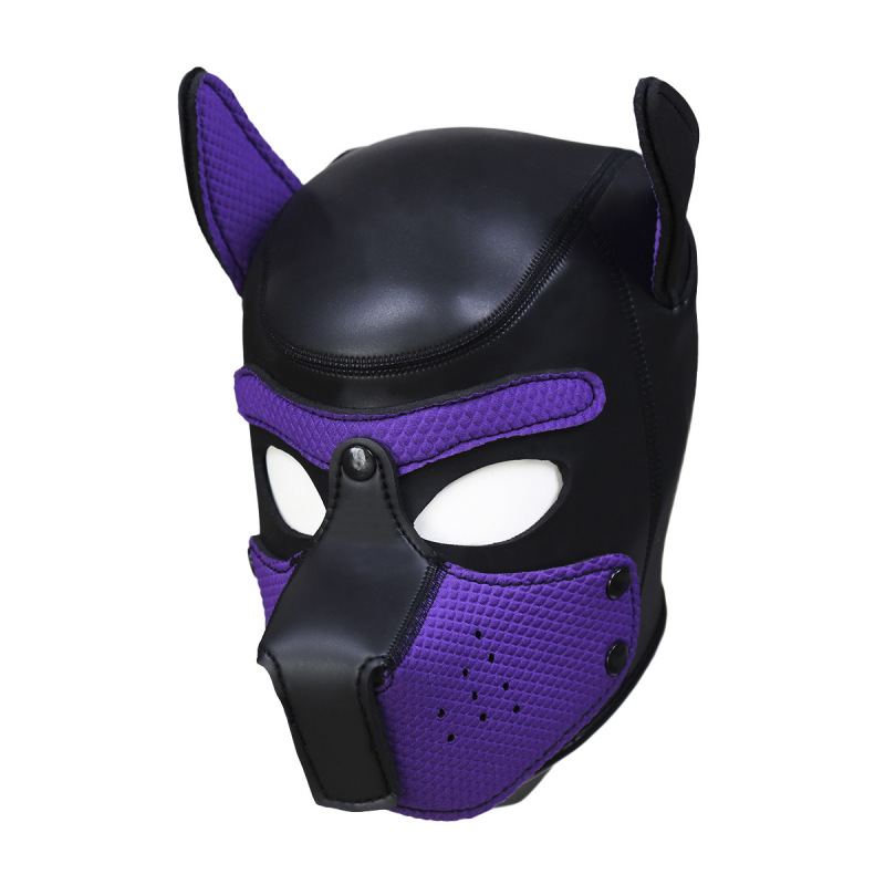 PU Leather Rubber Mask Full Head Hood Masks for Dog Role Play Party Mask