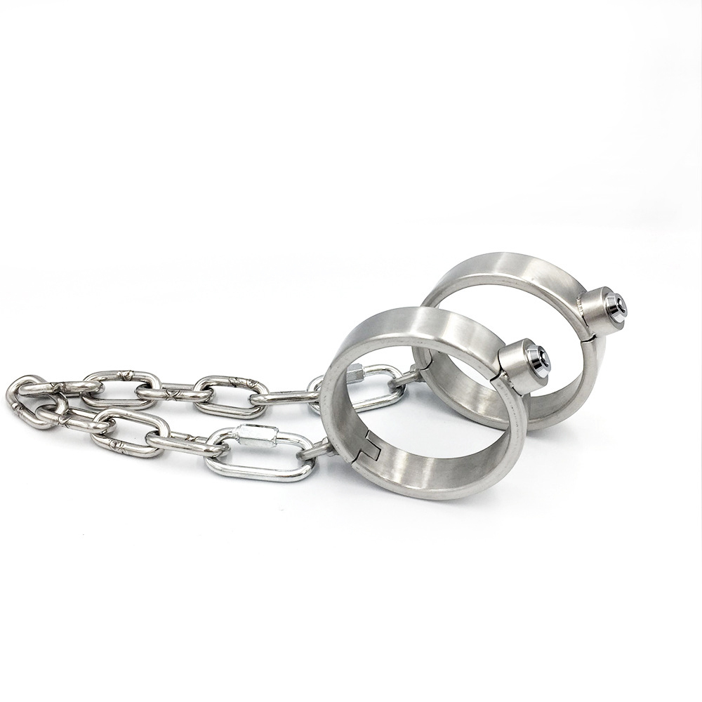Customizable 2.5CM Height Stainless Steel Bondage Restraints Kit Collar Handcuffs Ankle Cuffs