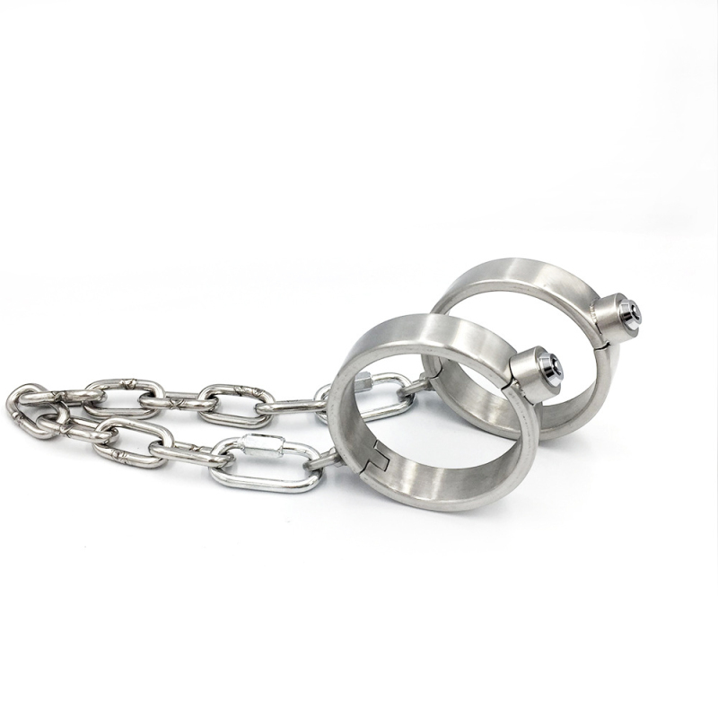 Customizable 2.5CM Height Stainless Steel Bondage Restraints Kit Collar Handcuffs Ankle Cuffs