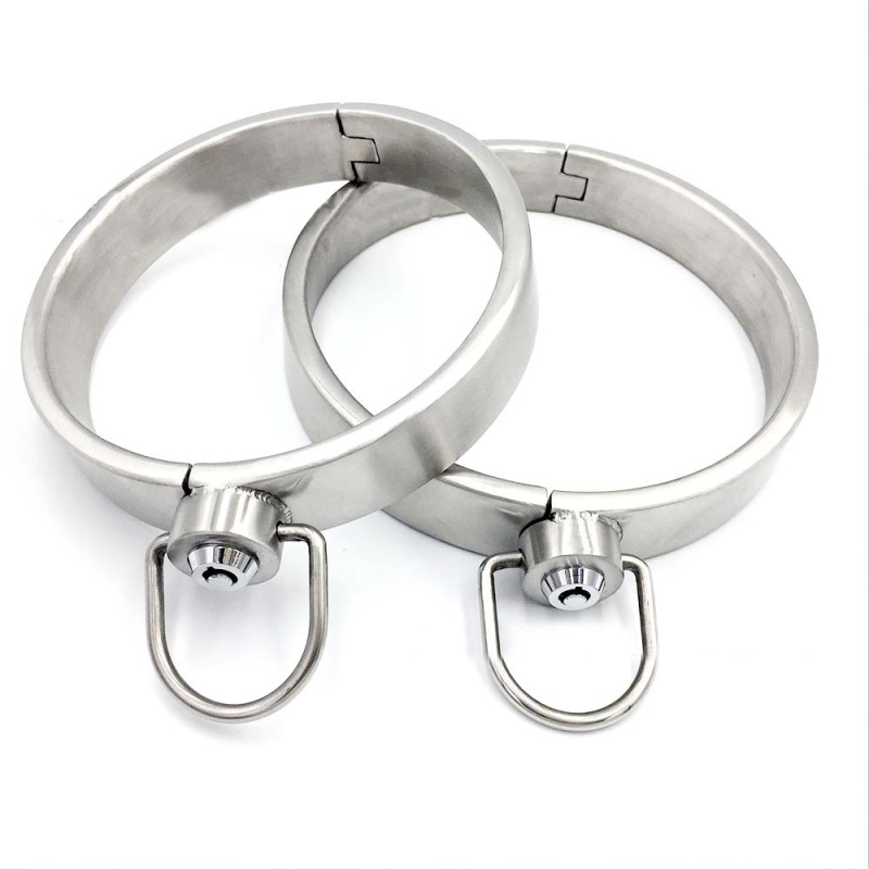 Customizable 2.5CM Height Stainless Steel Bondage Restraints Kit Collar Handcuffs Ankle Cuffs