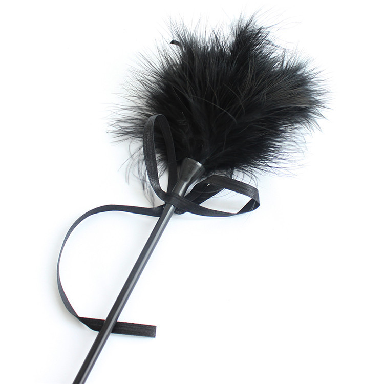 PU Leather Whip Flogger Handle Spanking With Black Bow Ribbon