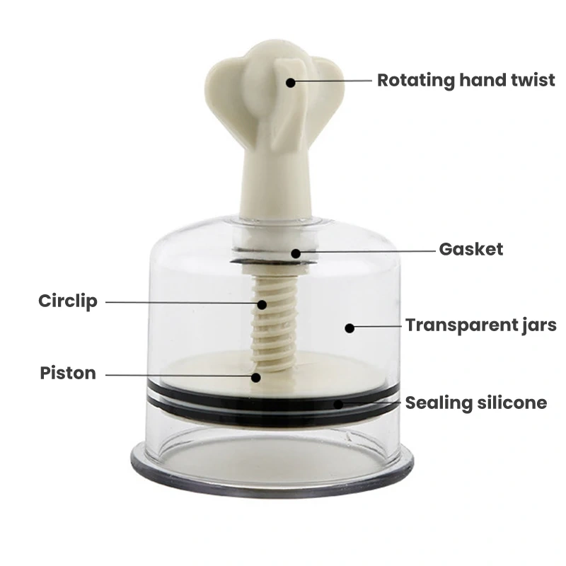 Manual Rotating Vacuum Cupping Device Breast Nipple Sucker Body Massager