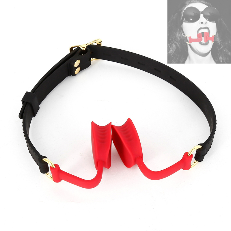 PU Leather Bondage with Silicone Mouth Gag 2 Color