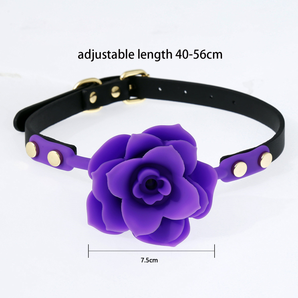 PU Leather Bondage with Rose Silicone Mouth Gag 4 Color