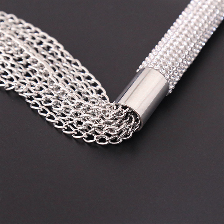 Diamond Handle Iron Weighted Chain Beard Whip Flogger Handle Spanking