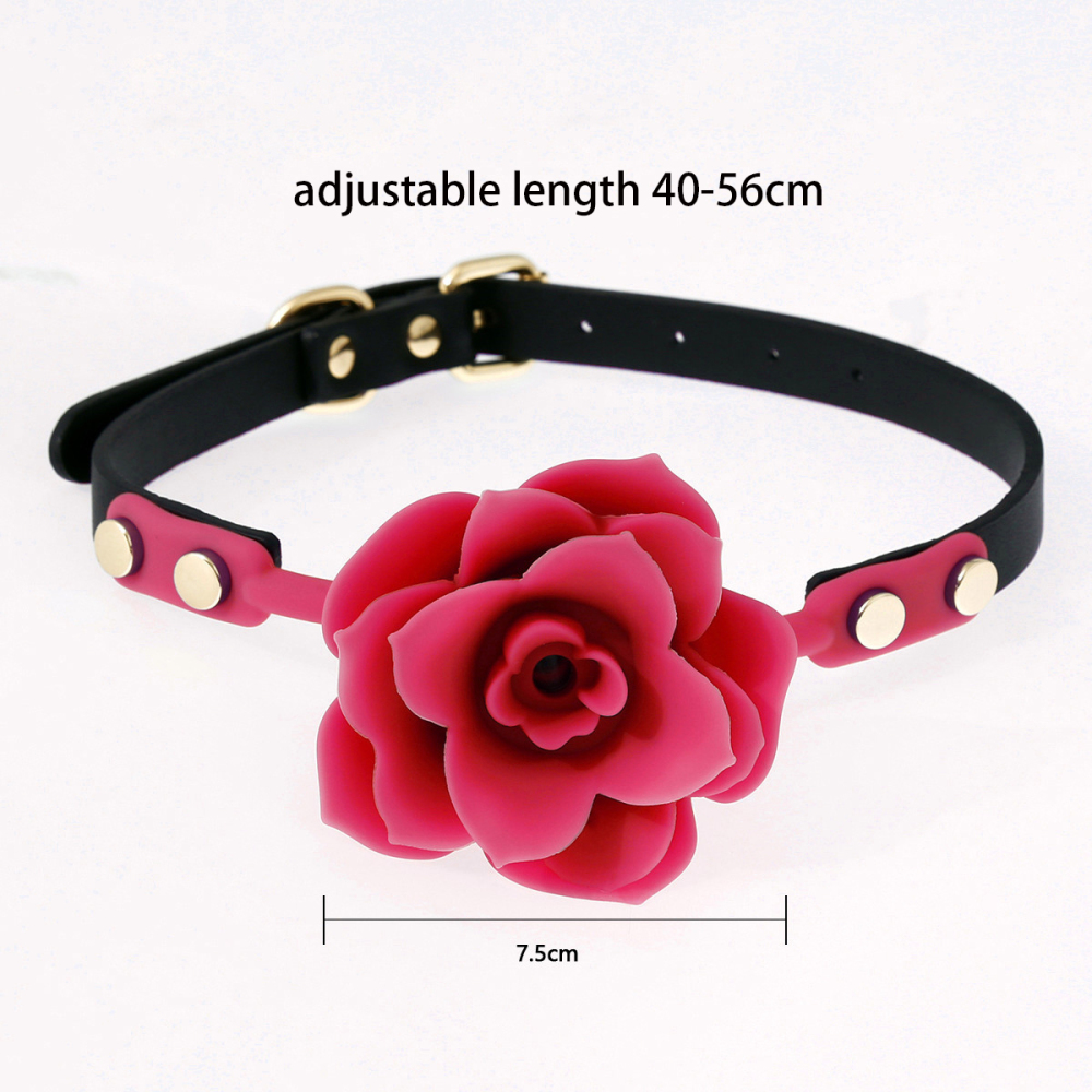 PU Leather Bondage with Rose Silicone Mouth Gag 4 Color