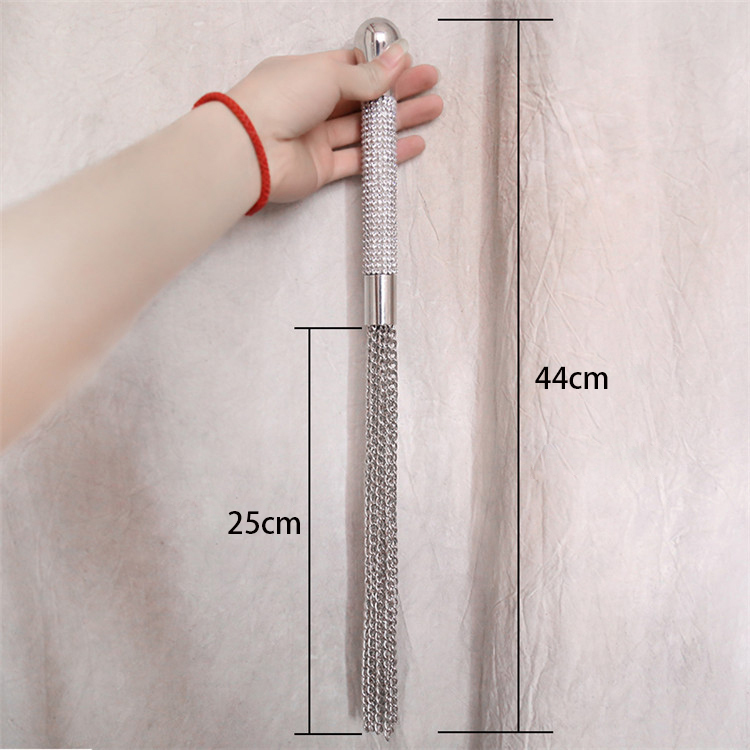 Diamond Handle Iron Weighted Chain Beard Whip Flogger Handle Spanking