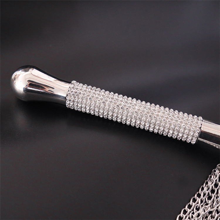 Diamond Handle Iron Weighted Chain Beard Whip Flogger Handle Spanking