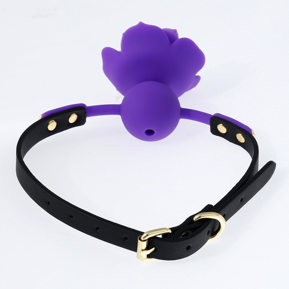 PU Leather Bondage with Rose Silicone Mouth Gag 4 Color