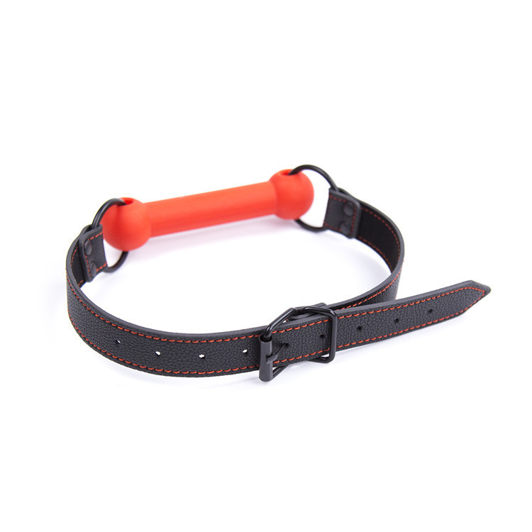 PU Leather Bondage with Silicone Mouth Gag 2 Color