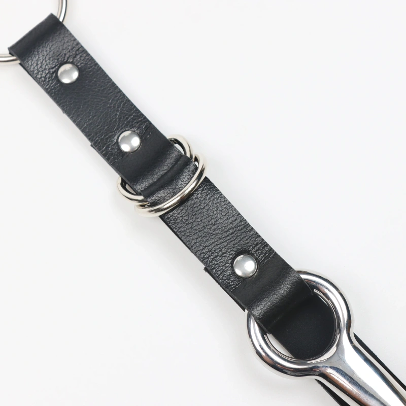 Adjustable Size Leather Collar Neck Bondage Kit Anal Hook