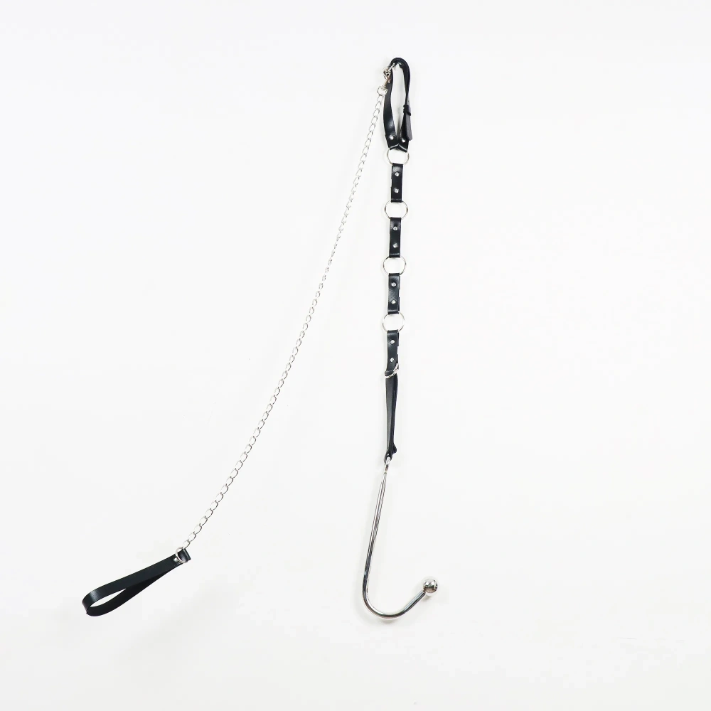 Adjustable Size Leather Collar Neck Bondage Kit Anal Hook