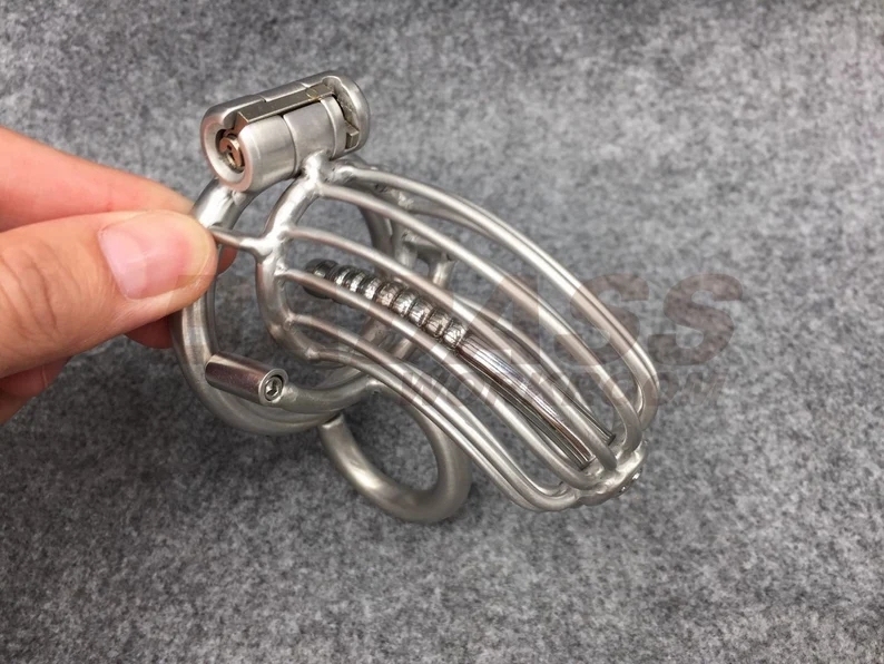 BA-14 Customize Stainless Steel/ Titanium Chastity Cage with Urethra Catheter Cock Cage
