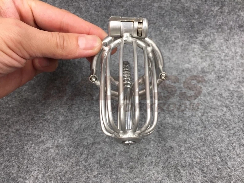 BA-14 Customize Stainless Steel/ Titanium Chastity Cage with Urethra Catheter Cock Cage