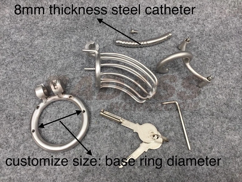 BA-14 Customize Stainless Steel/ Titanium Chastity Cage with Urethra Catheter Cock Cage