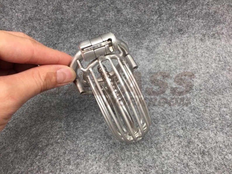 BA-14 Customize Stainless Steel/ Titanium Chastity Cage with Urethra Catheter Cock Cage