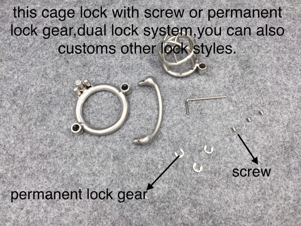 BA-02 Customize Chastity Cage Dual Lock System Stainless Steel/Titanium Cock Cage Locked With Permanent Lock Or Screw