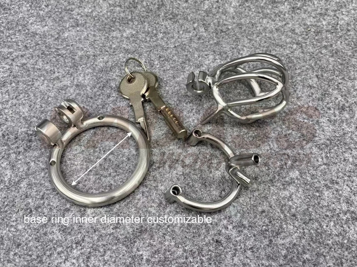 BA-28 Customizable Streamline Chastity Cage with Integrated PA Device Stainless Steel/Titanium Cock Cage