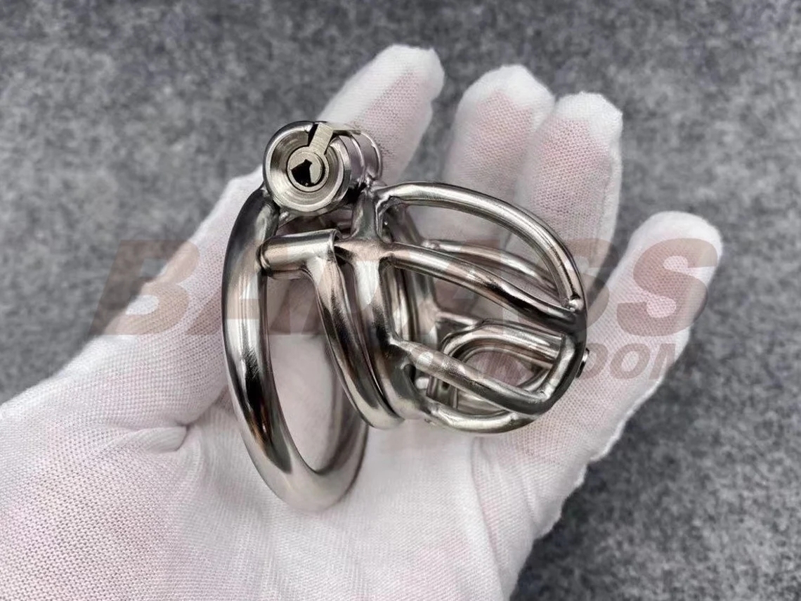 BA-28 Customizable Streamline Chastity Cage with Integrated PA Device Stainless Steel/Titanium Cock Cage