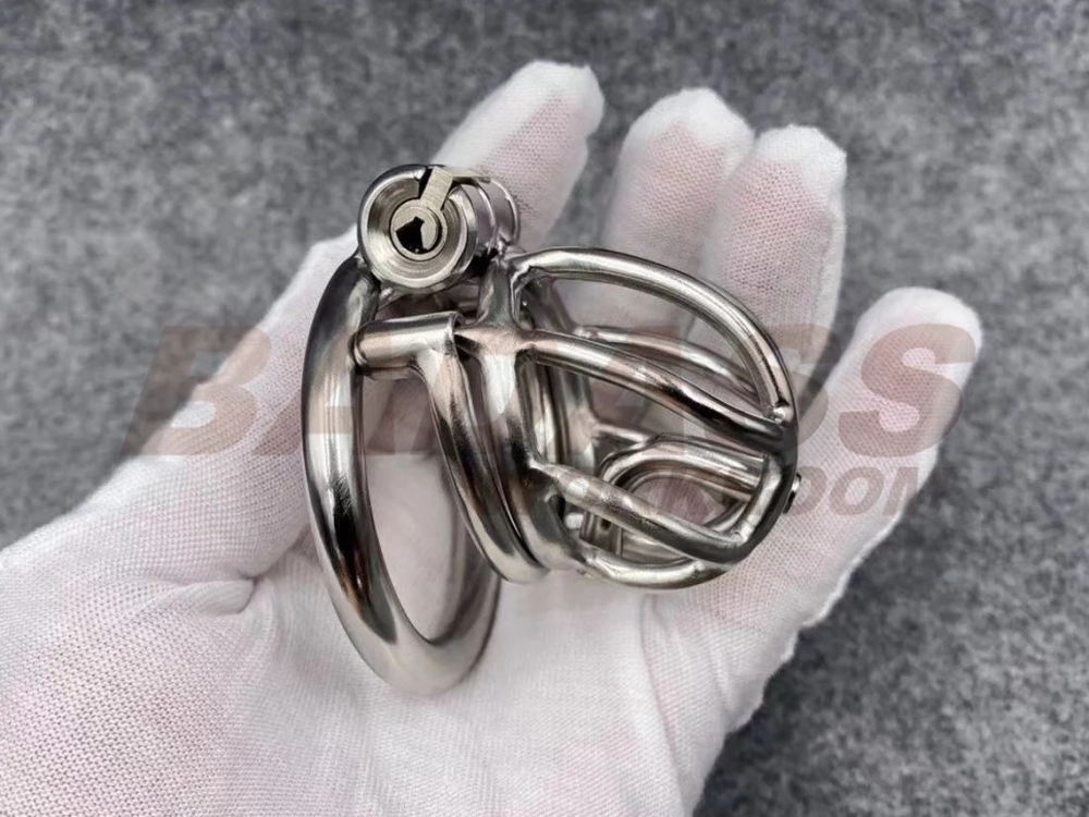 BA-28 Customizable Streamline Chastity Cage with Integrated PA Device Stainless Steel/Titanium Cock Cage