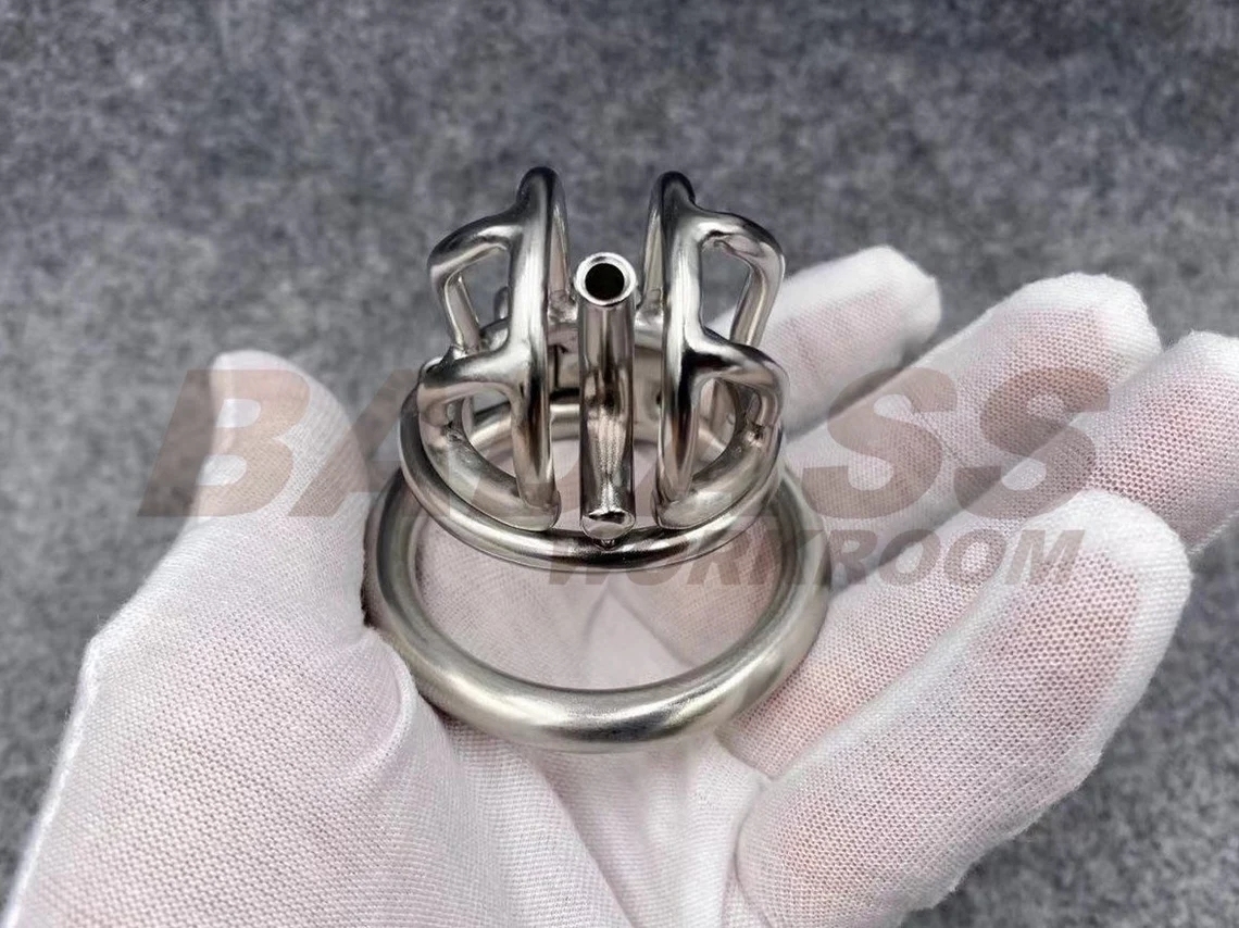 BA-28 Customizable Streamline Chastity Cage with Integrated PA Device Stainless Steel/Titanium Cock Cage