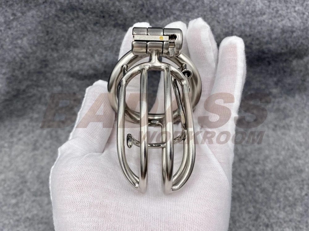 BA-28F Customizable Streamline Chastity Cage with Integrated Frenum Hook Stainless Steel/Titanium Cock Cage